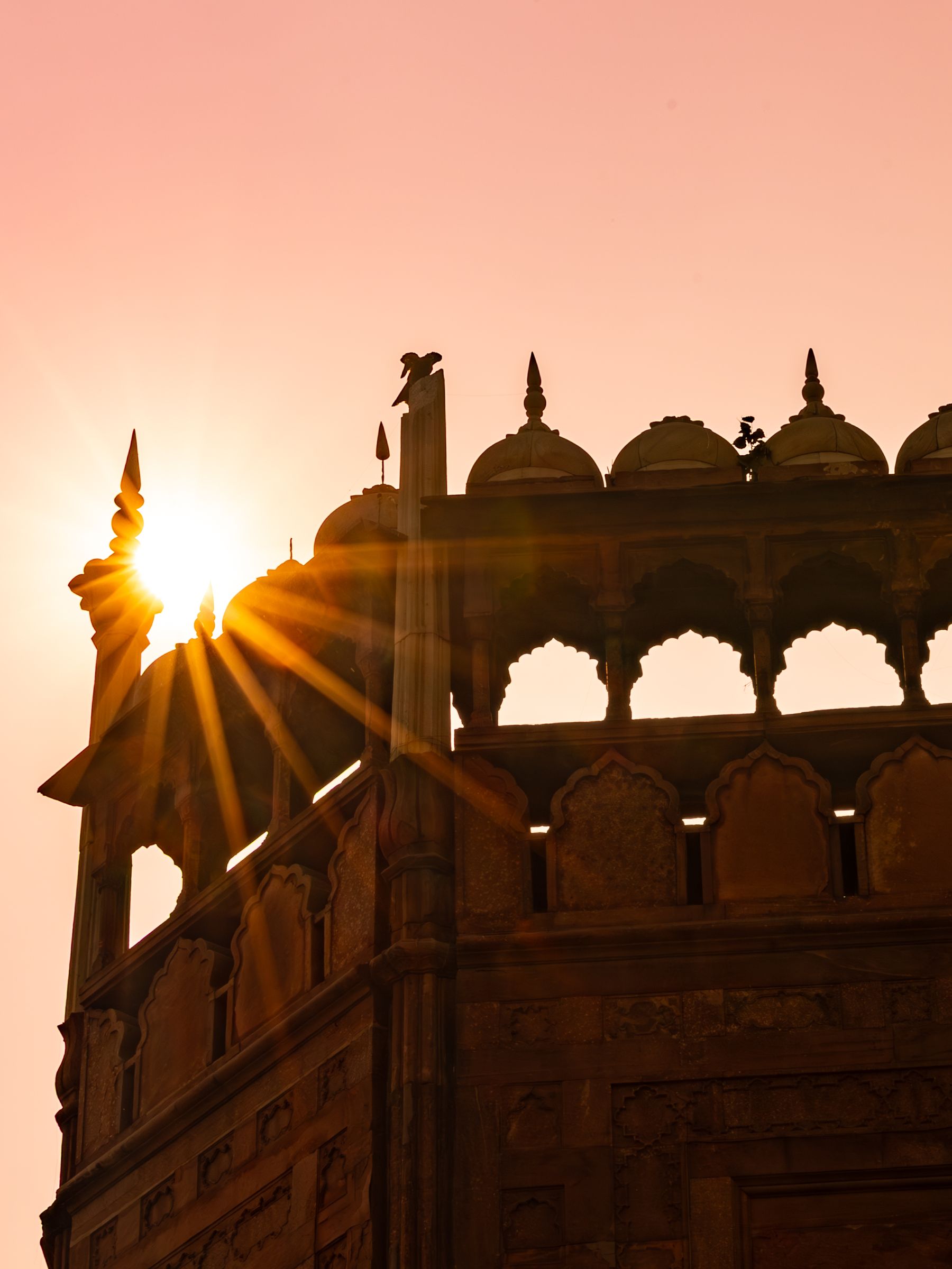 Ornate Sandstone Roof Silhouette At Sunrise